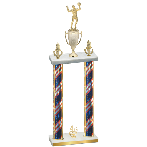 Double Flag USA Fourth Place Volleyball Trophy