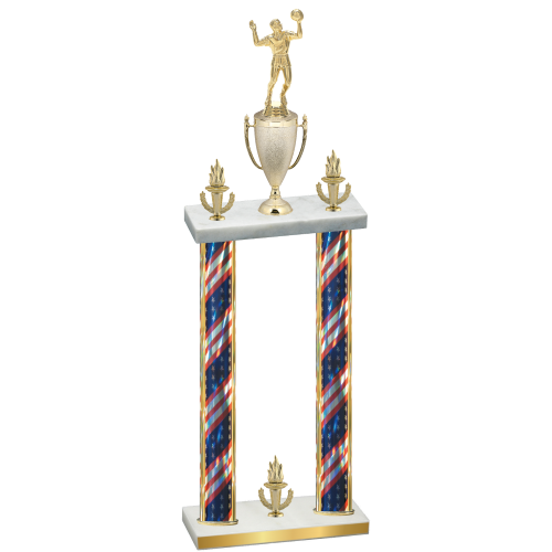 Double Flag USA Victory Volleyball Trophy