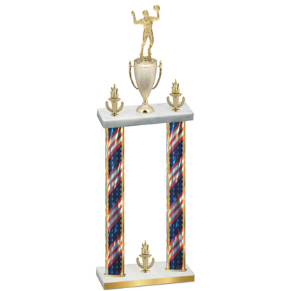 Double Flag USA Victory Volleyball Trophy