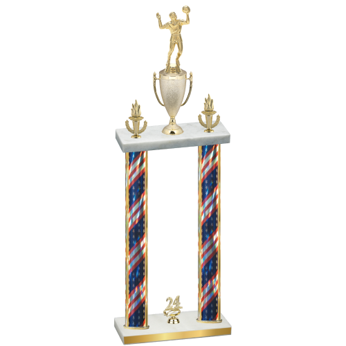 Double Flag USA Year Volleyball Trophy