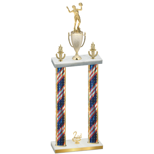 Double Flag USA Second Place Volleyball Trophy