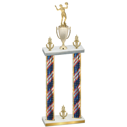Double Flag USA Victory Volleyball Trophy