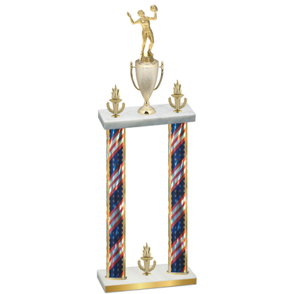Double Flag USA Victory Volleyball Trophy