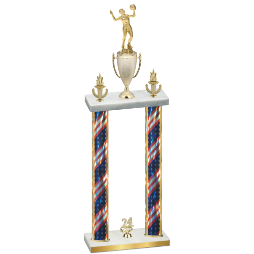 Double Flag USA Year Volleyball Trophy