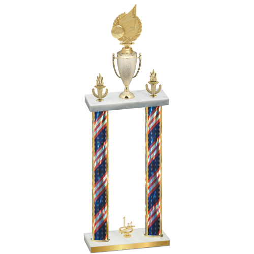 Double Flag USA First Place Volleyball Trophy