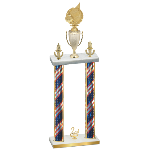 Double Flag USA Second Place Volleyball Trophy