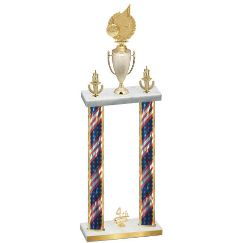 Double Flag USA Fourth Place Volleyball Trophy