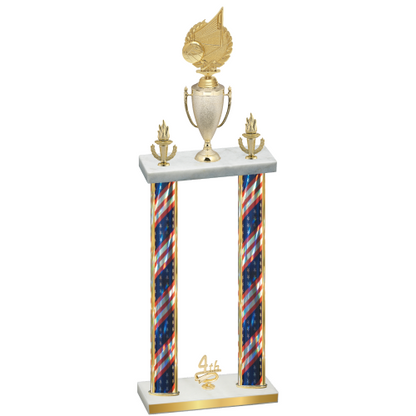 Double Flag USA Fourth Place Volleyball Trophy