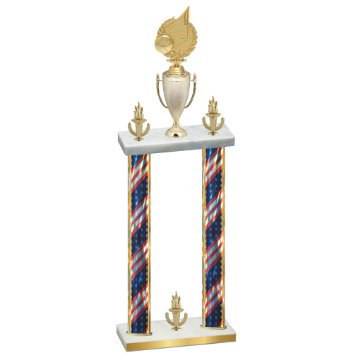 Double Flag USA Victory Volleyball Trophy