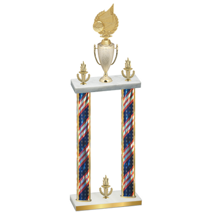 Double Flag USA Victory Volleyball Trophy