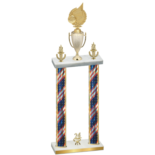 Double Flag USA Year Volleyball Trophy