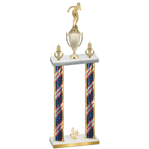 Double Flag USA Fourth Place Tennis Trophy