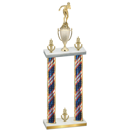 Double Flag USA Victory Tennis Trophy