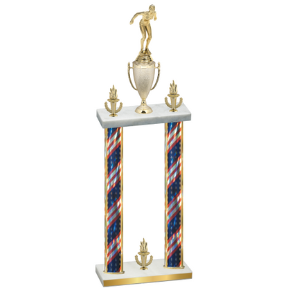 Double Flag USA Victory Tennis Trophy