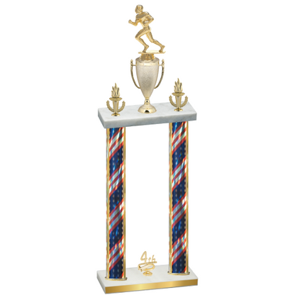Double Flag USA Fourth Place Football Trophy