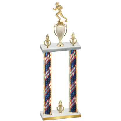 Double Flag USA Victory Football Trophy