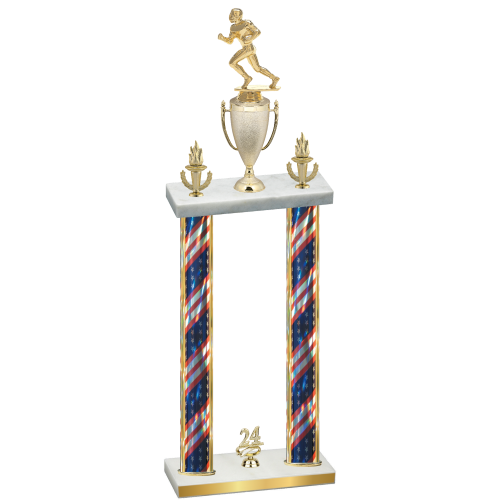Double Flag USA Year Football Trophy