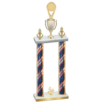 Double Flag USA Fourth Place Insert Trophy