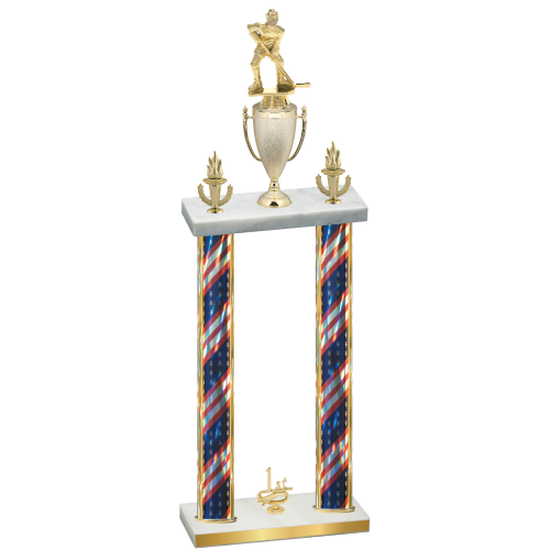 Double Flag USA First Place Hockey Trophy