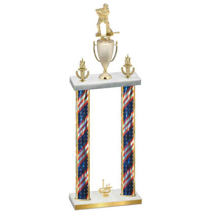 Double Flag USA First Place Hockey Trophy