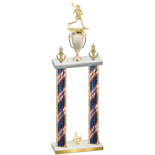 Double Flag USA Third Place Lacrosse Trophy