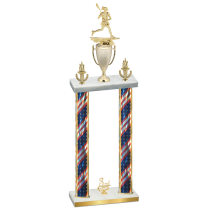 Double Flag USA Third Place Lacrosse Trophy