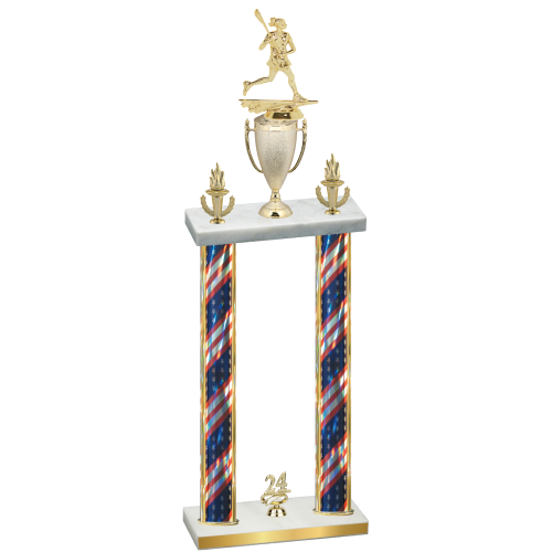 Double Flag USA Year Lacrosse Trophy