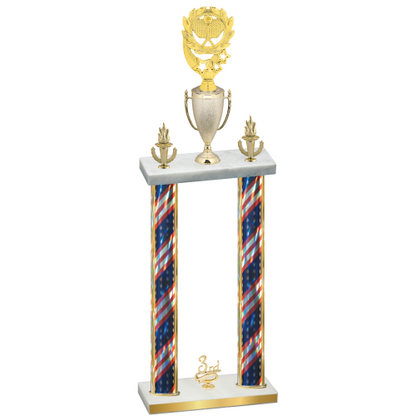 Double Flag USA Third Place Pickleball Trophy