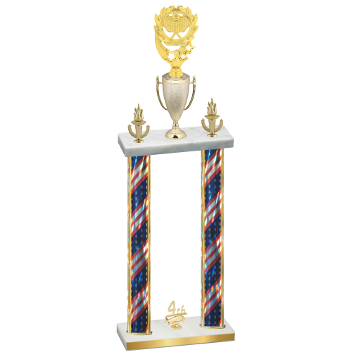 Double Flag USA Fourth Place Pickleball Trophy