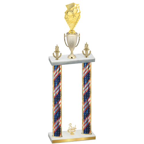 Double Flag USA Third Place Pickleball Trophy