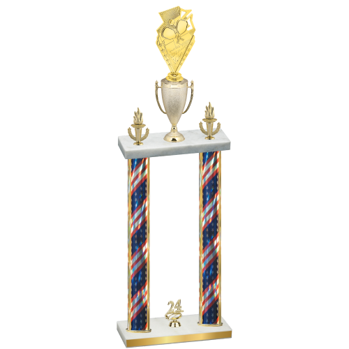 Double Flag USA Year Pickleball Trophy