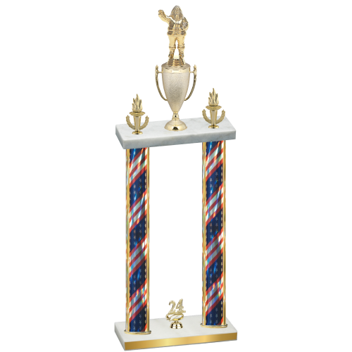 Double Flag USA Year Holiday Trophy