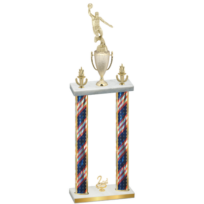 Double Flag USA Second Place Basketball Trophy
