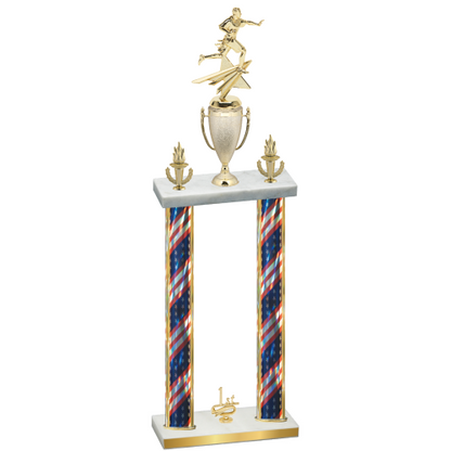 Double Flag USA First Place Flag Football Trophy