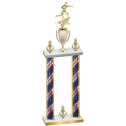 Double Flag USA Victory Flag Football Trophy