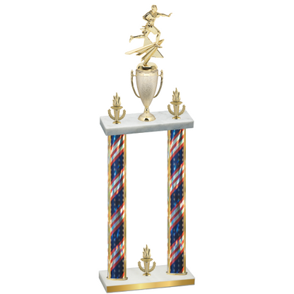 Double Flag USA Victory Flag Football Trophy