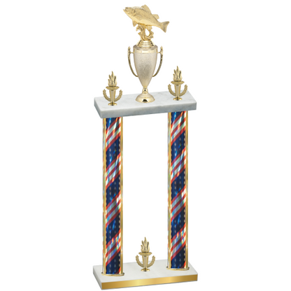 Double Flag USA Victory Fishing Trophy