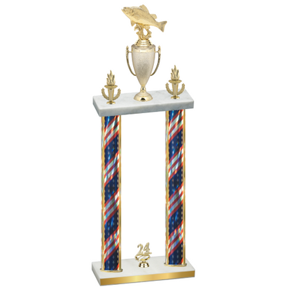 Double Flag USA Year Fishing Trophy