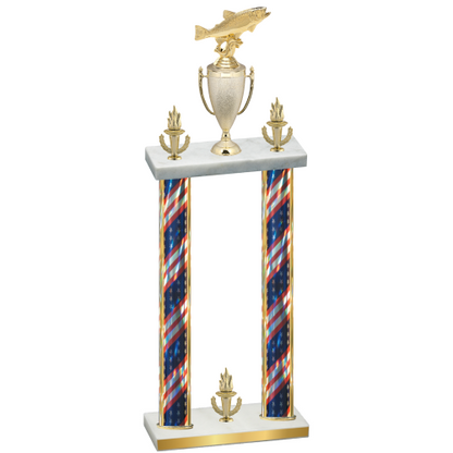 Double Flag USA Victory Fishing Trophy