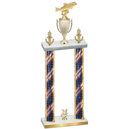 Double Flag USA Year Fishing Trophy