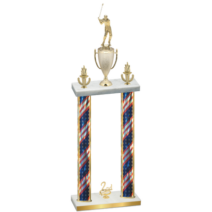 Double Flag USA Second Place Golf Trophy