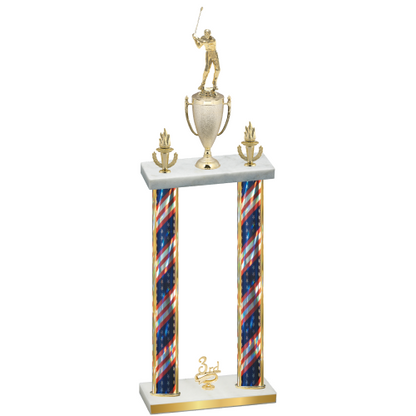 Double Flag USA Third Place Golf Trophy