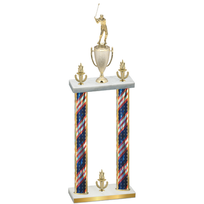 Double Flag USA Victory Golf Trophy