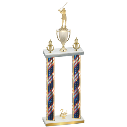 Double Flag USA Second Place Golf Trophy