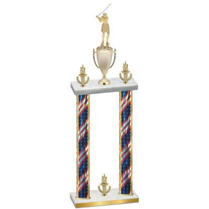 Double Flag USA Victory Golf Trophy