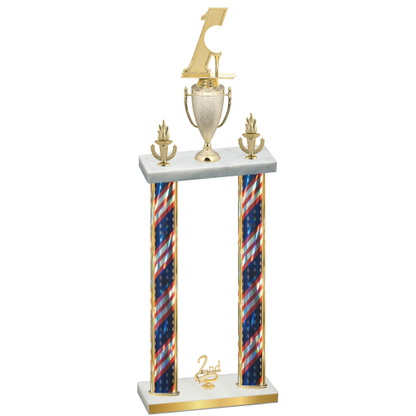 Double Flag USA Second Place Golf Trophy