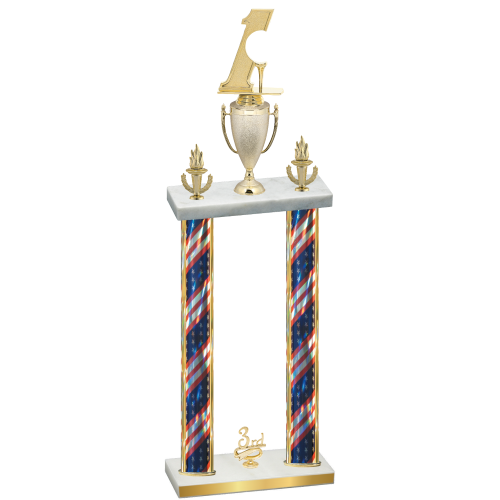 Double Flag USA Third Place Golf Trophy