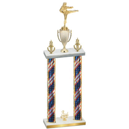 Double Flag USA Third Place Karate Trophy