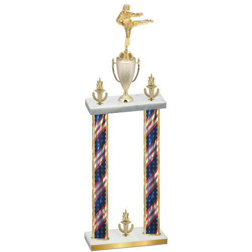 Double Flag USA Victory Karate Trophy