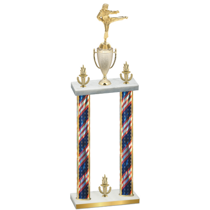 Double Flag USA Victory Karate Trophy